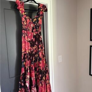 Free People Floral Maxi Dress in Pink and Black